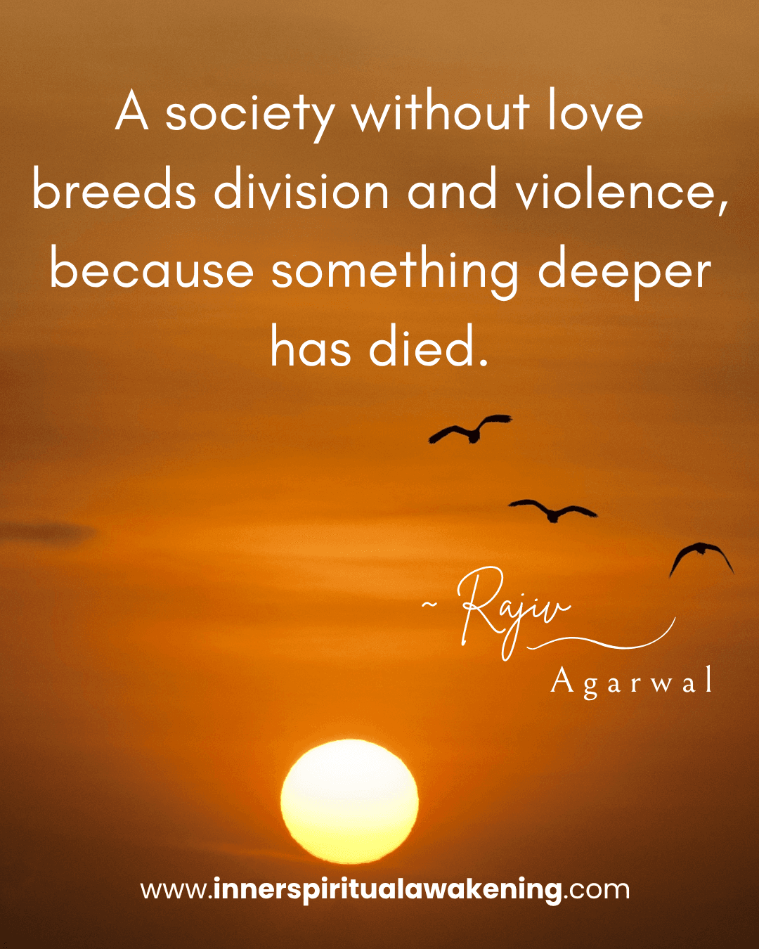 133 A society without love breeds division and violence, because something deeper has died