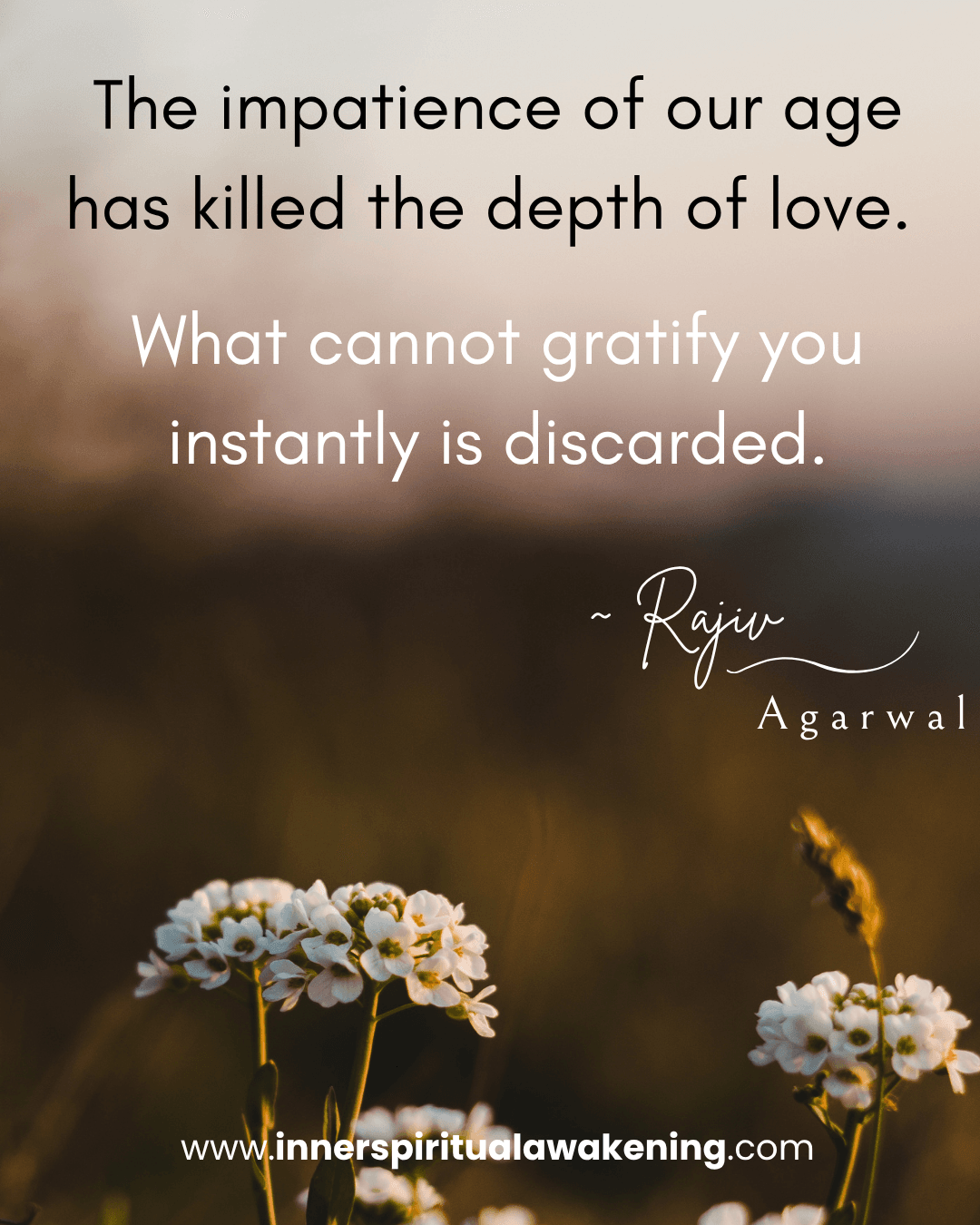 136 The impatience of our age has killed the depth of love. What cannot gratify instantly is discarded