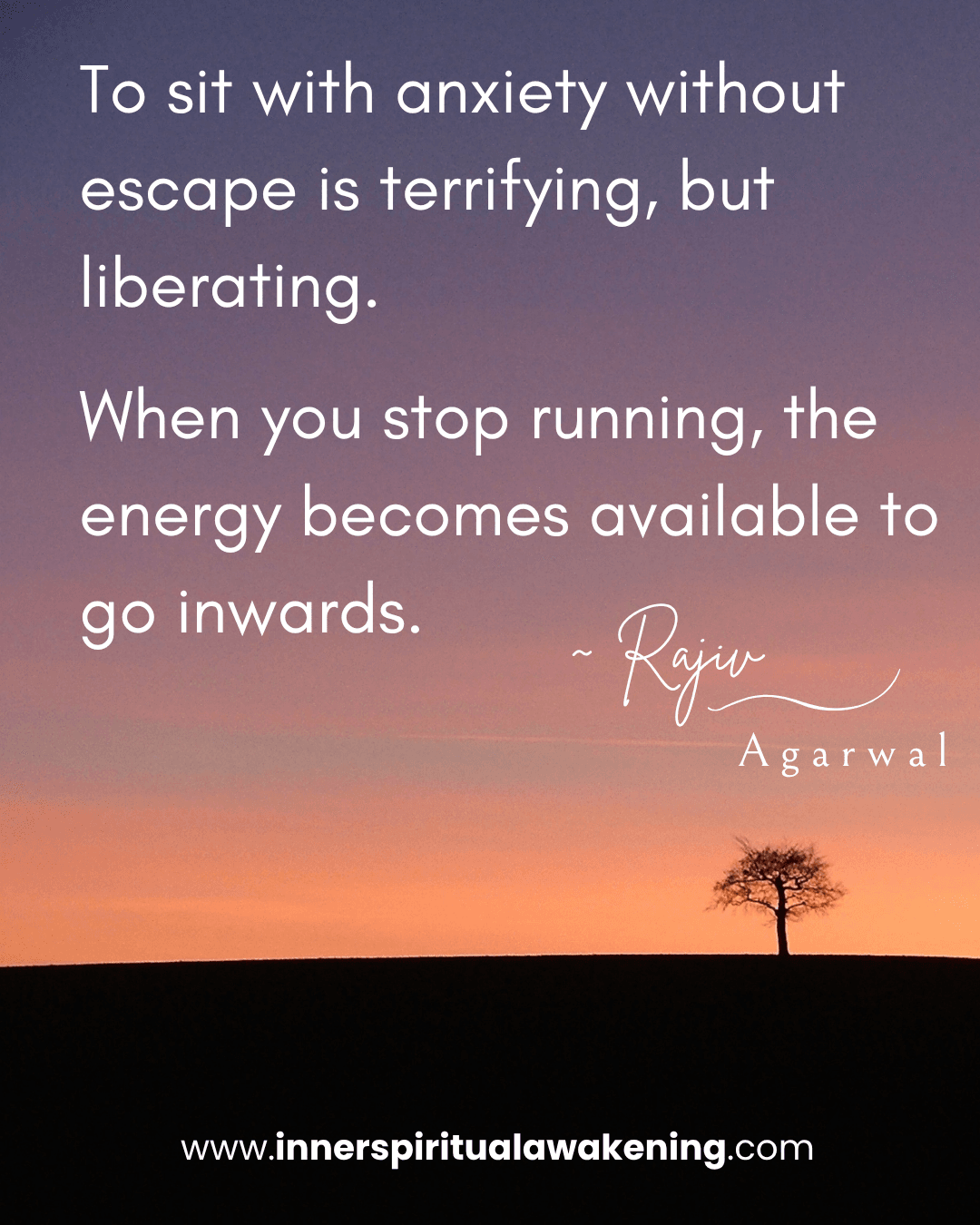88 To sit with anxiety without escape is terrifying, but liberating. When you stop running, the energy becomes available to go inwards